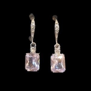 Chic Silver and Pink Gemstone Earrings